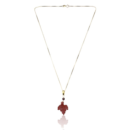 Grounding Pendant – Jasper Leaf, Garnet & Yellow Gold