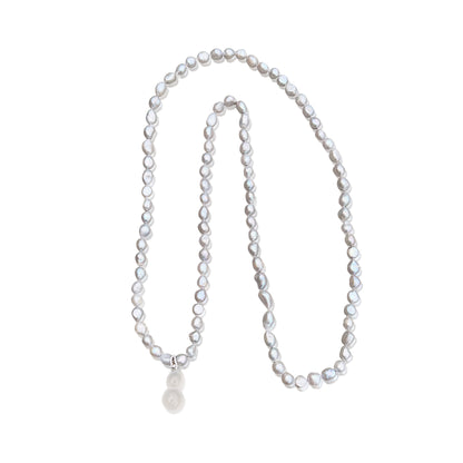 Harmony Necklace – Silver Freshwater Pearl & White Agate Gourd