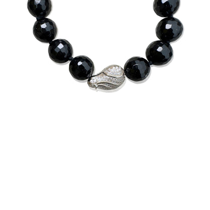 Protection  Bracelet – Black Onyx & Silver cubic zirconia Bead