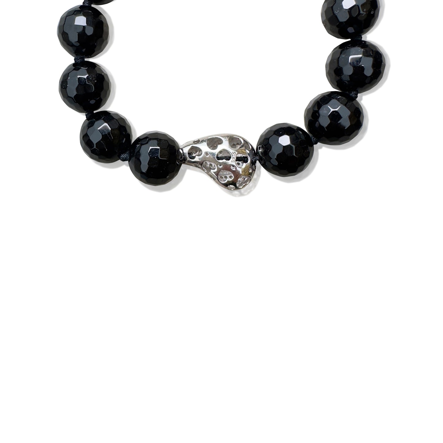 Protection  Bracelet – Black Onyx & Silver cubic zirconia Bead