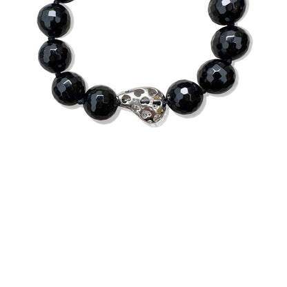 Protection  Bracelet – Black Onyx & Silver cubic zirconia Bead