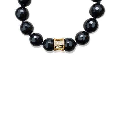 Protection  Bracelet – Black Onyx & Yellow Gold Cubic Zirconia Bead